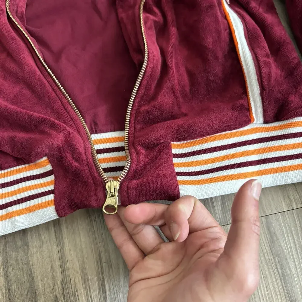 Casablanca Tennis Club Velour Racing Track Jacket Burgundy Men’s Size Small READ